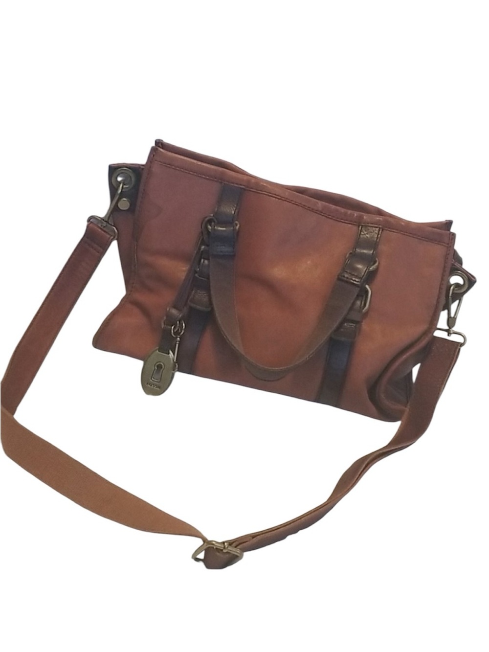 RARE Fossil Emory Satchel Vintage 90s Leather Bag June2011 ZB4870 - Picture 3 of 15